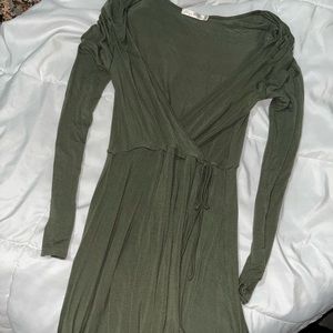 Long sleeve olive green dress